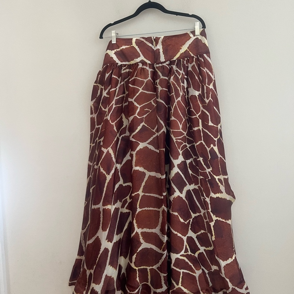 Roberto Cavalli A-Line silk Skirt in Brown and White Print - Picture 6 of 13